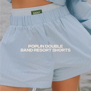 Daily Drills Poplin Double Band Resort Shorts Blue Stripe